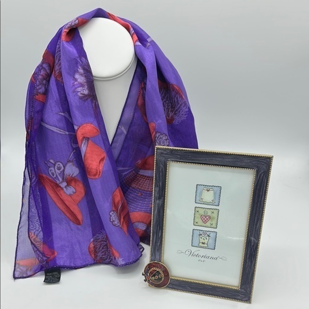 Bundle of Victoriana 4x6 Frame and Purple and Red Scarf- Red Hat Society Designs